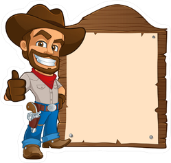 Cowboy with Sign Sticker