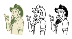Cowgirl Illustration Sticker