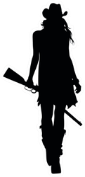 Cowgirl Wearing Dress And Holding Gun Sticker