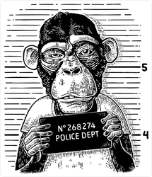 Criminal Monkey Mug Shot Sticker