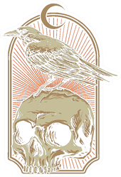 Crow With Skull Illustration Sticker