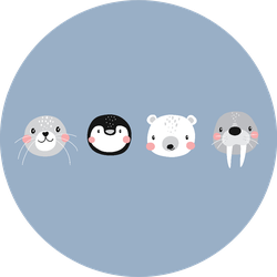 Cute Arctic Animals Illustration With Penguin Sticker