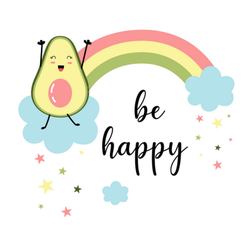 Cute Avocado And Rainbow Be Happy Vegan Sticker