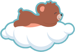 Cute Baby Bear Cub Sleeping On A Cloud Sticker