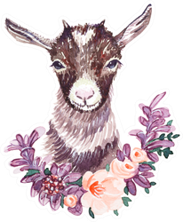 Cute Baby Goat With A Floral Wreath Sticker