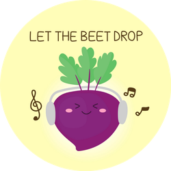Cute Beetroot Listening To Music “Let The Beet Drop” Sticker