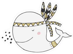 Cute Boho Whale Sticker