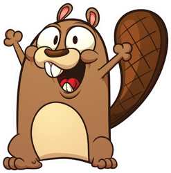 Cute Cartoon Beaver With Hands Raised Sticker