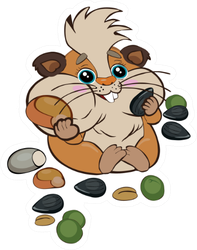 Cute Cartoon Hamster Stuffed His Cheeks Sticker