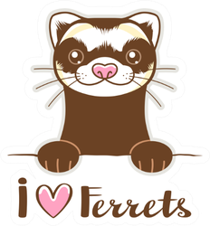Cute Cartoon I Heart Ferrets Sticker