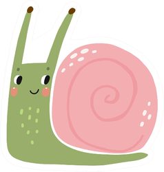 Cute Cartoon Illustration Of A Snail Sticker