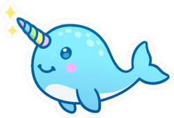 Cute Cartoon Magic Narwhal Unicorn Sticker