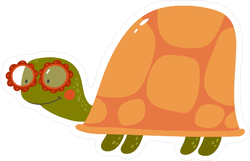 Cute Cartoon Turtle with Glasses Sticker