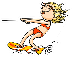 Cute Cartoon Wakeboard Sticker