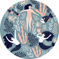 Cute Decorative Mermaids Swimming Sticker