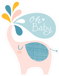 Cute Elephant Oh Baby Sticker