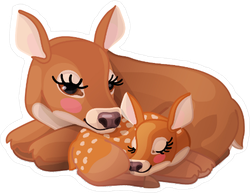 Cute Family Of Red Deer Sticker