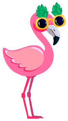 Cute Flamingo With Pineapple Sunglasses Sticker