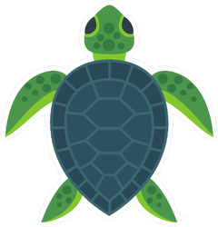 Cute Flat Sea Turtle Illustration Sticker