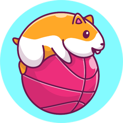 Cute Hamster Playing Ball On Blue Sticker