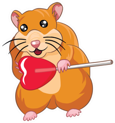 Cute Hamster With Heart Lollipop Sticker