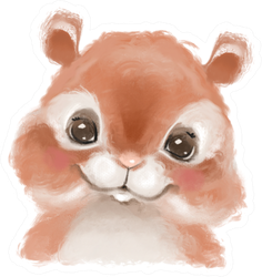 Cute Hand Drawn Hamster, Woodland Watercolor Sticker
