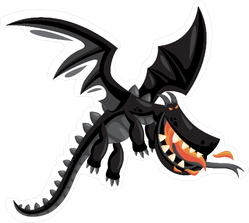 Cute Happy Flying Black Dragon Sticker
