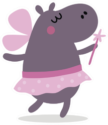 Cute Hippo In Fairy Costume Sticker