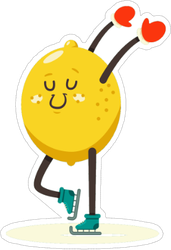 Cute Lemon On Ice Skates Sticker