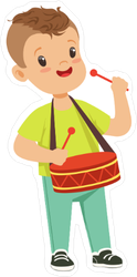 Cute Little Boy Playing Drum Sticker