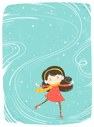 Cute Little Girl Skating On Ice Sticker