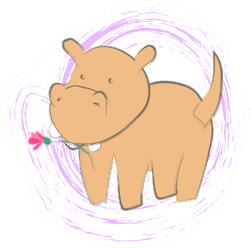 Cute Little Hippo With A Flower Sticker