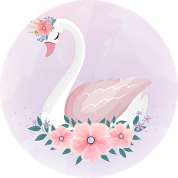 Cute Little Princess Swan With Flower Bouquet Sticker