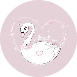 Cute Little Swan Princess And Heart Sticker