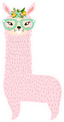 Cute Pink Llama With Glasses Sticker