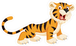 Cute Tiger Cub Roaring Sticker