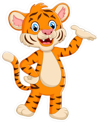 Cute Tiger Waving Hand Sticker