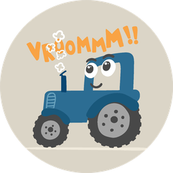 Cute Tractor Illustration For Kids Sticker