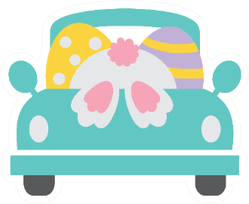 Cute Vintage Truck With Easter Bunny And Easter Eggs Sticker