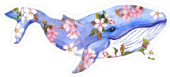 Cute Whale In Flowers Sticker