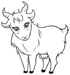 Cute White Nanny Goat Illustration Sticker