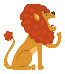 Cute Yawning Cartoon Lion Sticker