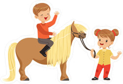 Children with Pony Sticker
