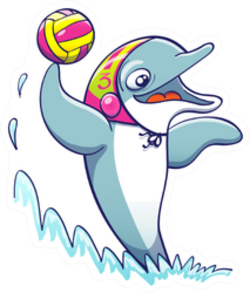 Dolphin Playing Water Polo Sticker