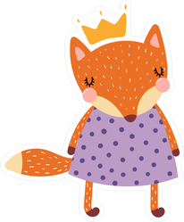 Princess Fox in Purple Dress Sticker