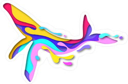 Colorful Paper Cut Whale Sticker