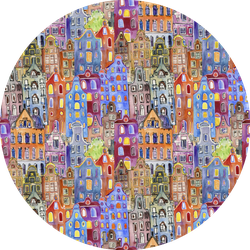 City Seamless Pattern Netherlands Colorful Houses Sticker
