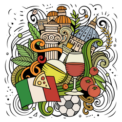 Italy Cartoon Doodle Illustration Sticker