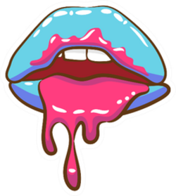 Blue Dripping Lips Sticker