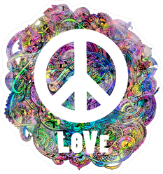 Decorative Hippie Love Peace Sticker